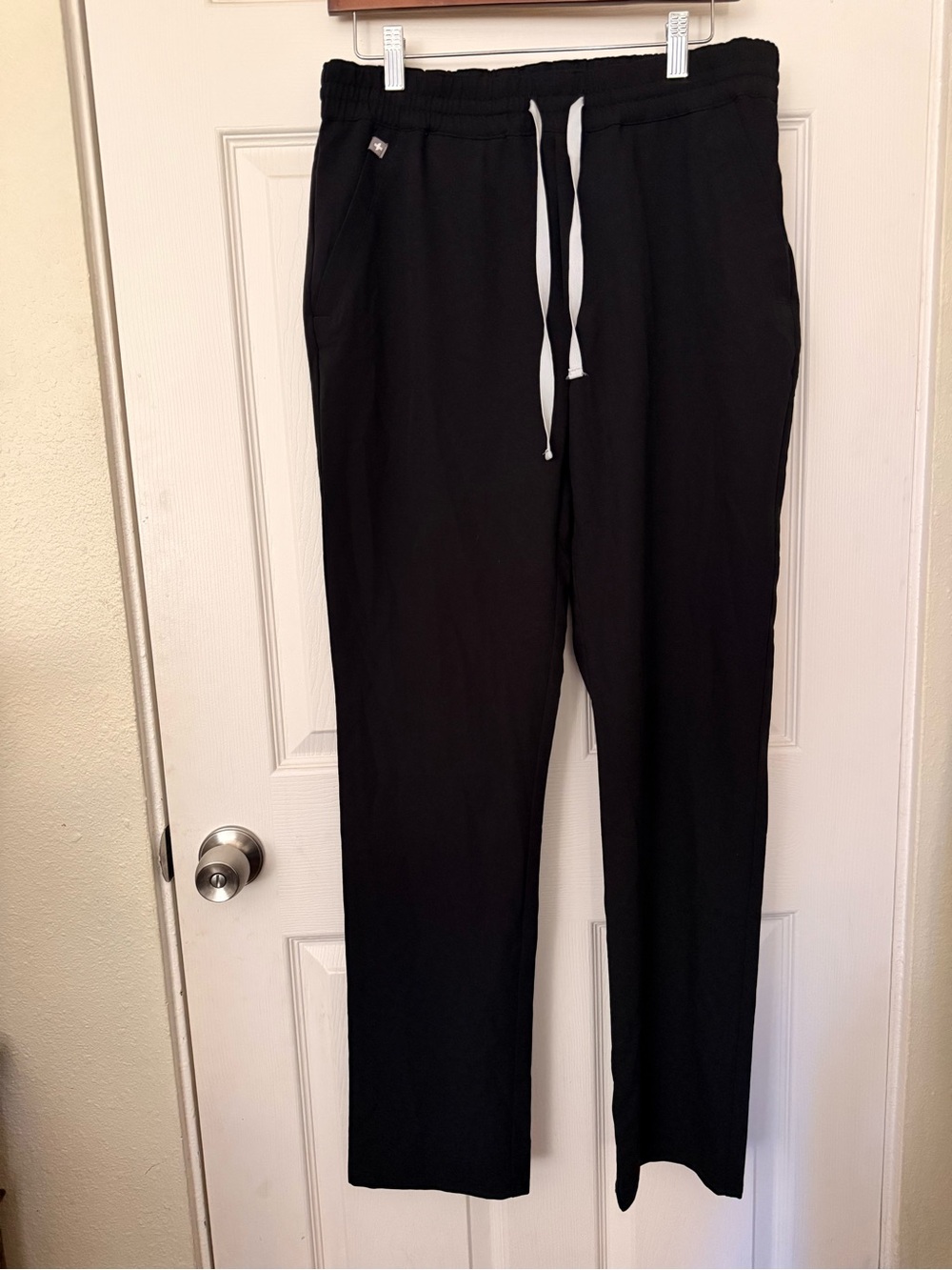 Figs Black Scrubs with White Drawstring
